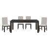Antique Black Finish Modern Dining 5pc Set Rectangular Table and 4 Upholstered Chairs Textured Gray Wooden Dining Room Furniture