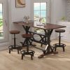 5-Piece Dining Table Set, 59" Wooden Sofa Side Table with Stabilizing Base, Rustic Brown Industrial Adjustable Height Chairs, Modern Bar Table and Cha