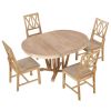 TOPMAX Rustic 5-Piece Extendable Dining Table Set Round Trestle Table and 4 Cross Back Dining Chairs for Kitchen, Dining Room, Natural