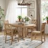 TOPMAX Rustic 5-Piece Extendable Dining Table Set Round Trestle Table and 4 Cross Back Dining Chairs for Kitchen, Dining Room, Natural