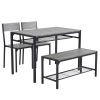 Dining Table Set for 4, Kitchen Table with 2 Chairs and a Bench, 4 Piece Kitchen Table Set for Small Space, Home Kitchen Bar Pub Apartment, Gray