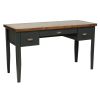 Bridgevine Home Essex 53 inch Writing Desk, No Assembly Required, Black and Whiskey Finish