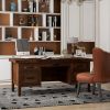 Bridgevine Home Sausalito 71 inch Executive Desk, No Assembly Required, Whiskey Finish