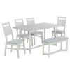 TOPMAX Farmhouse 6-Piece Wood Dining Table Set with 4 Upholstered Chairs and Bench, Gray