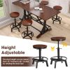 5-Piece Dining Table Set, 59" Wooden Sofa Side Table with Stabilizing Base, Rustic Brown Industrial Adjustable Height Chairs, Modern Bar Table and Cha