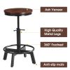 5-Piece Dining Table Set, 59" Wooden Sofa Side Table with Stabilizing Base, Rustic Brown Industrial Adjustable Height Chairs, Modern Bar Table and Cha