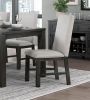 Antique Black Finish Modern Dining 5pc Set Rectangular Table and 4 Upholstered Chairs Textured Gray Wooden Dining Room Furniture