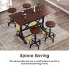 5-Piece Dining Table Set, 59" Wooden Sofa Side Table with Stabilizing Base, Rustic Brown Industrial Adjustable Height Chairs, Modern Bar Table and Cha
